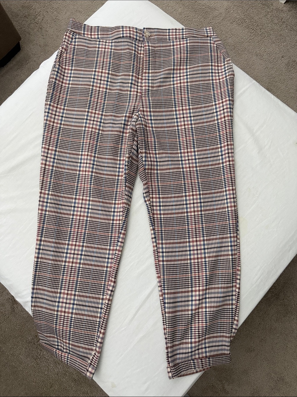 Anthropologie Plaid Chinos in Beige, Navy & Red